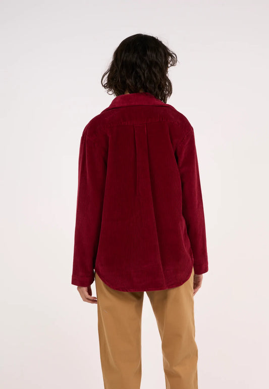 Surchemise rouge Knowledge Cotton Apparel - 8-wales corduroy overshirt rhubarb