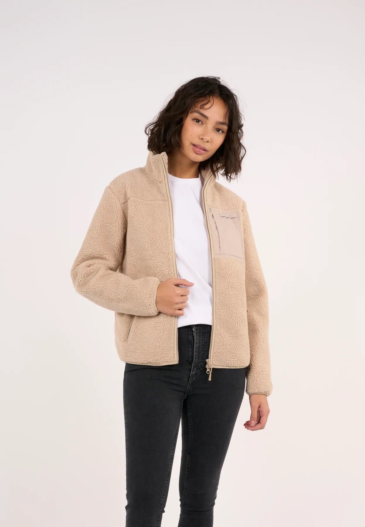 Veste Polaire Femme Knowledge Cotton Apparel - Teddy High Neck Zip