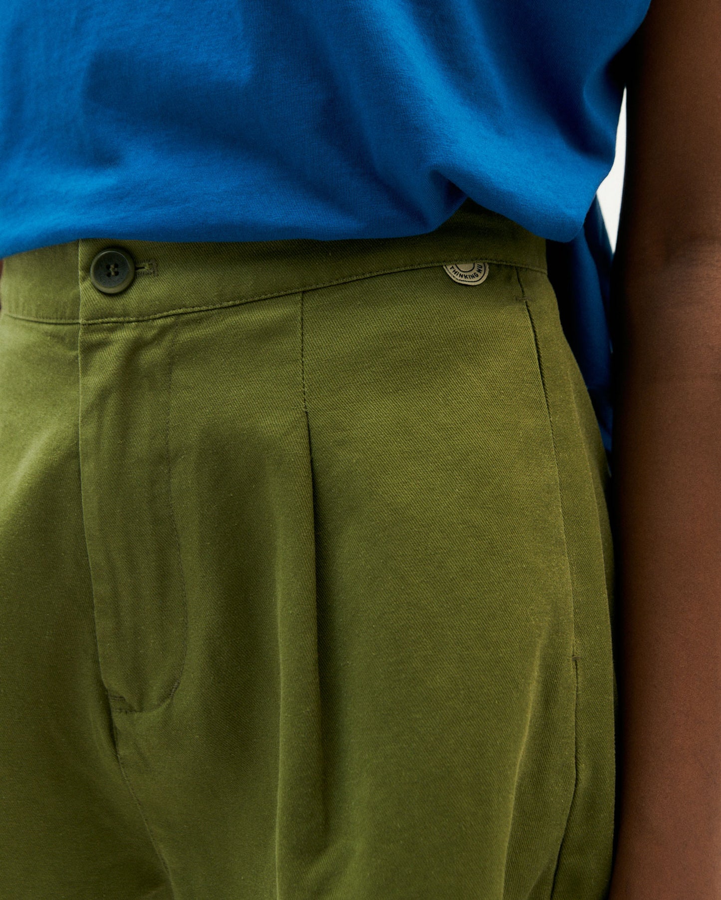 Short taille haute en Chanvre Vert Narciso - Thinking Mu
